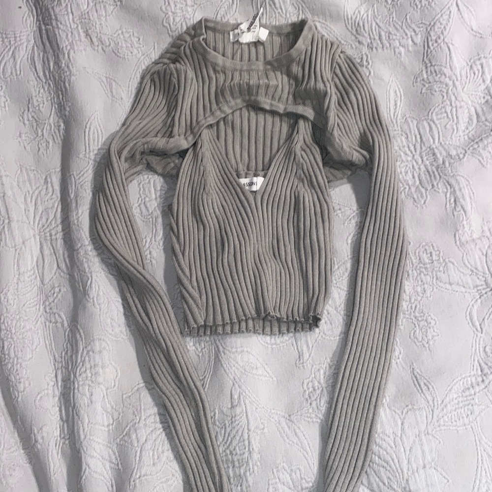 Long sleeve sweater with built in tank top